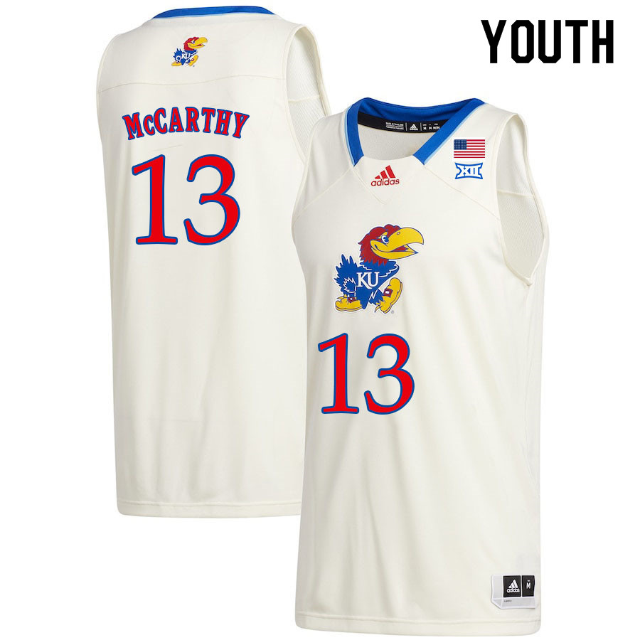 Youth #13 Charlie McCarthy Kansas Jayhawks College Basketball Jerseys Sale-Cream - Click Image to Close
